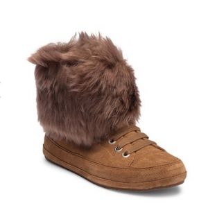 Ugg Antoine Fur Cuff Sneaker boots sz 6 Brown New